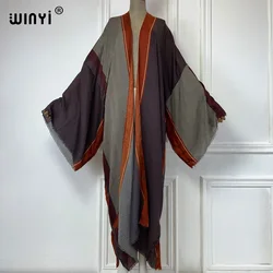 WINYI Africa fashion summer kimono maxi dress cover up beach women Cardigan boho sexy coat Geometric print kaftan beach outfits