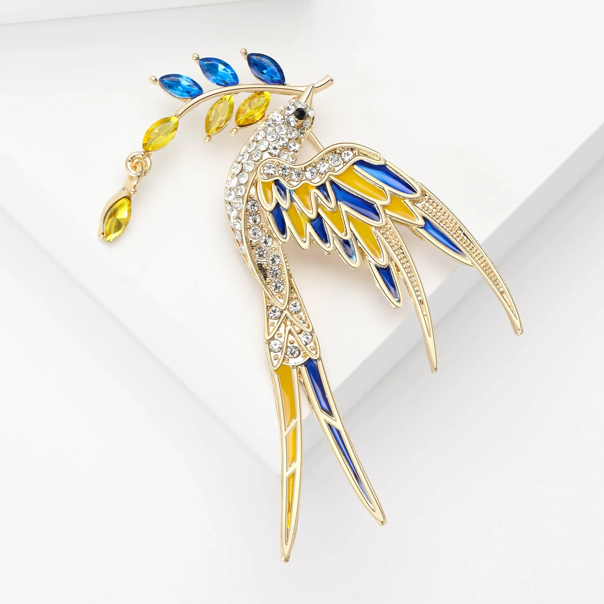 Classic Rhinestones Wheat Ear Doves Brooches for Women Unisex Ukrainian Animals Pins Banquets Party Gifts Jewelry Accessories view 4