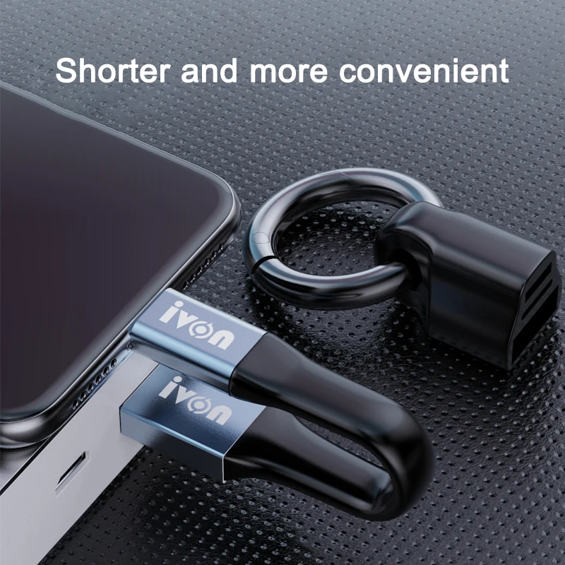 Mini Keychain Portable USB Data Cable 3A Fast Charging Type C Micro USB C Short Cable Cord For Xiaomi Huawei