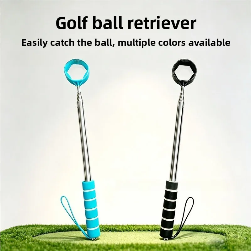 Golf Ball Retriever Telescopic Stainless Steel Ball Pick Up Tool with Non-Slip Handle, Portable Ball Collector Golf Accessories