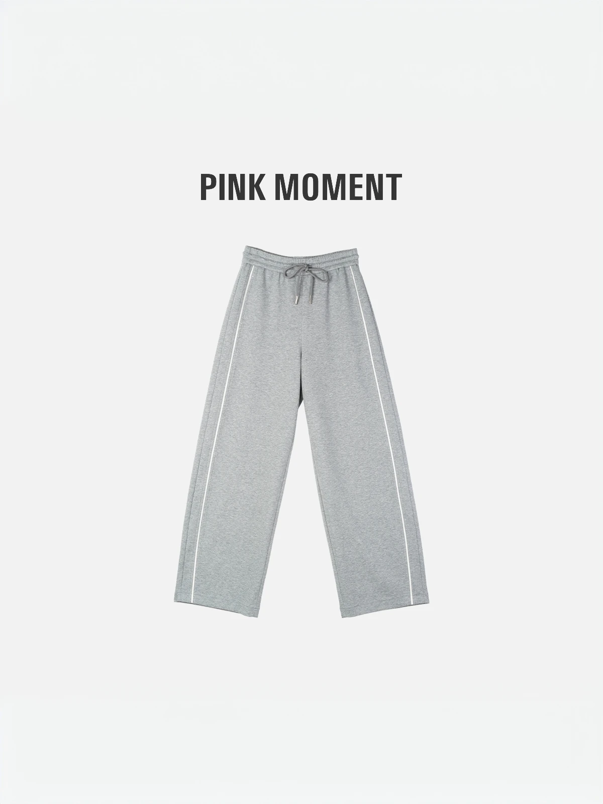 

ey Side Stripe Elastic Dstring Waist Loose Wide Leg Pants Women Comfortable Skin-Friendly Casual High Waist Trousers