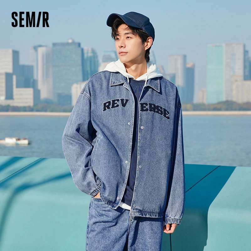 Semir Denim Jacket Men 2023 Spring New Loose Vintage Street Trend Fashion Casual Style Coach Coat