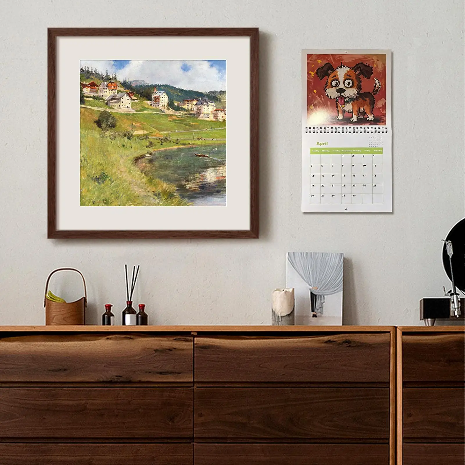 2026 التقويم لطيف الكرتون جرو مخطط 12 شهر جدار التقويم لمحبي الحيوانات المنزل جدار مكتب الجدول اليومي #3