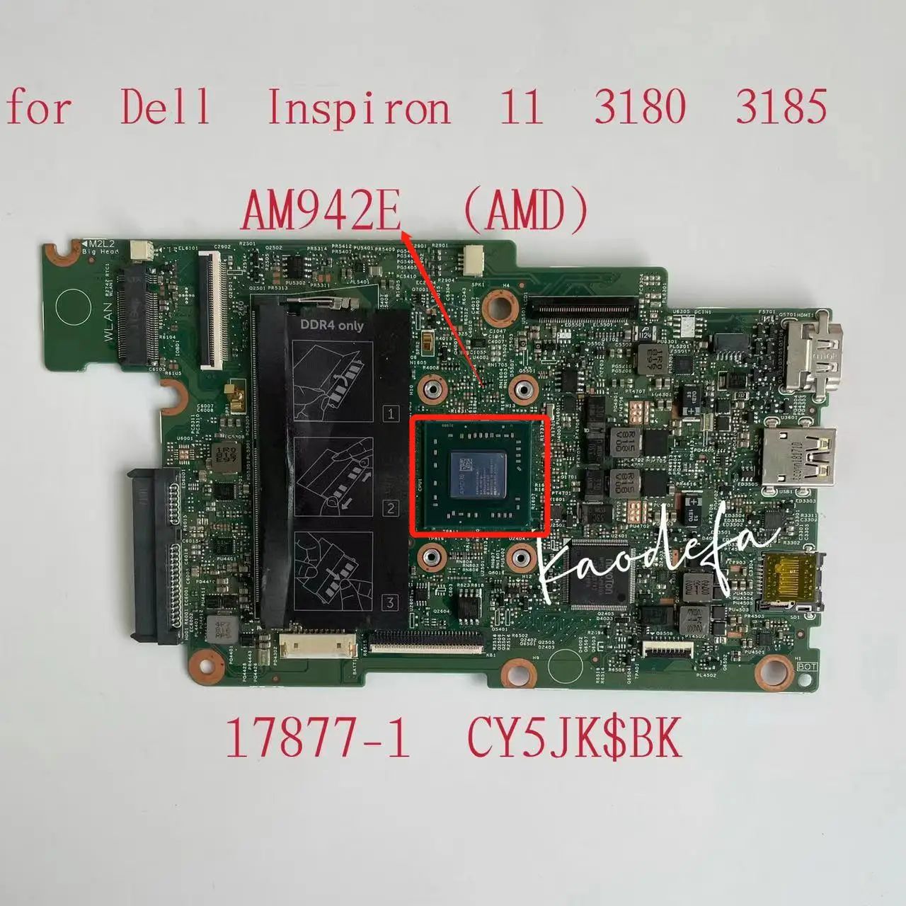 For DELL Inspiron 11 3180 3185  Laptop Motherboard Mainboard AM942E AMD CN-02RK54 02RK54 17877-1 CY5JK$BA DDR4 TEST OK