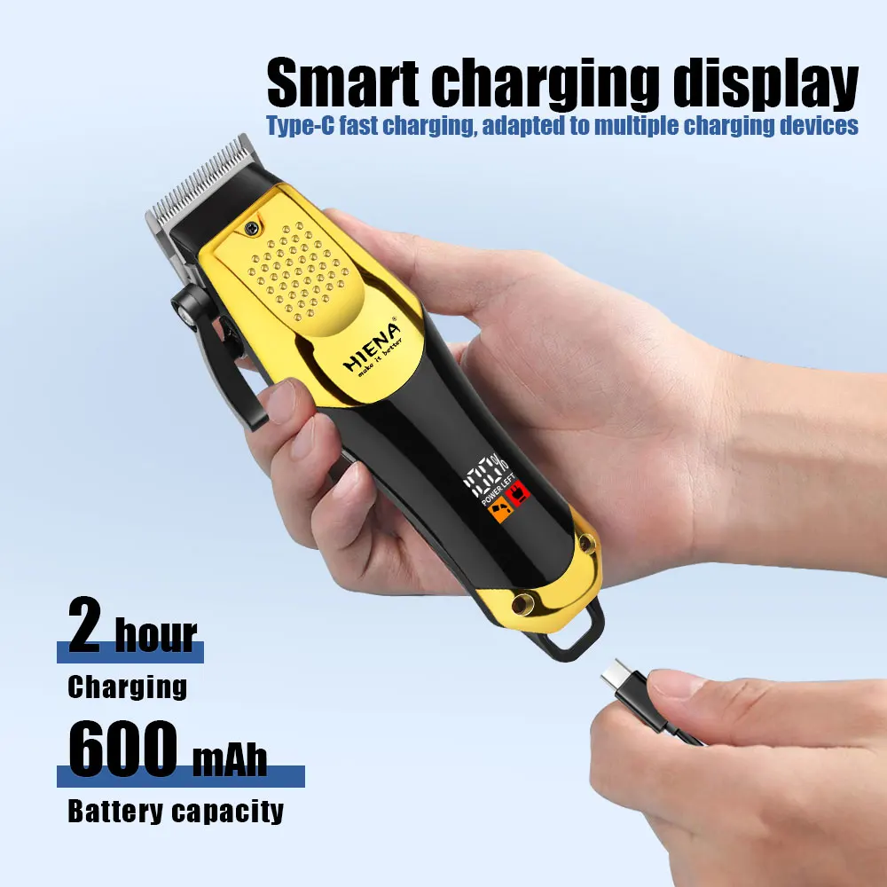 HIENA Hair Clippers 1200mAh High Power Electric Hair Trimmer Set Professional Barber Hair Cutting Machine Cordless Clippers