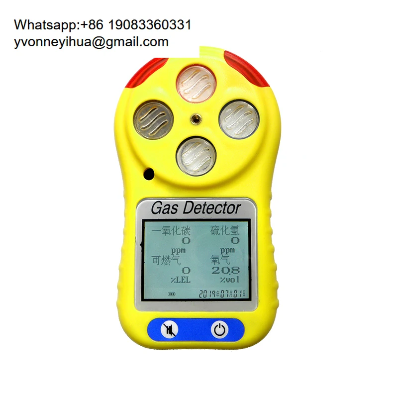 Portable Hydrogen Ammonia Methane O2 Co H2S 4 Multi Gas Monitor Meter Tester Measurement Analyzer Detector