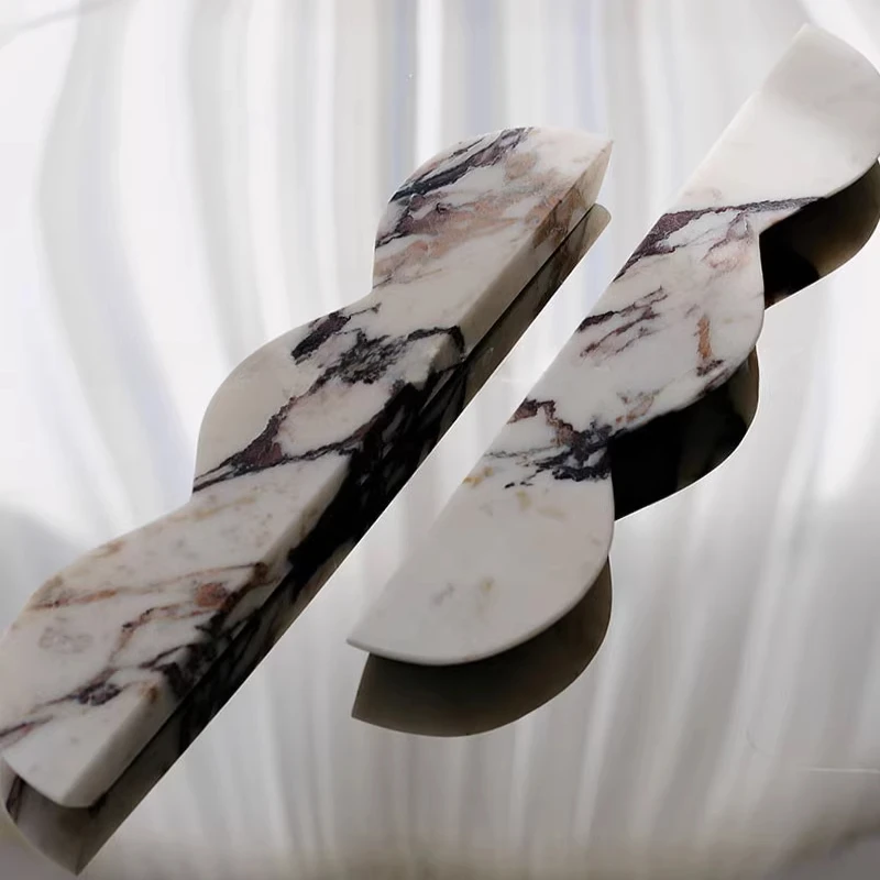 

Роскошный Calacatta Viola, мраморная дверная ручка, дизайн орнамента, гардеробная/стеклянная дверная ручка, украшение для гостиной