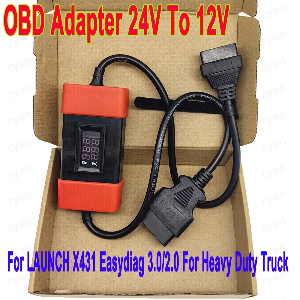 OBD Adapter 24V To 12V For LAUNCH X431 Easydiag 3.0/2.0 For Heavy Duty Truck Converter Car /Truck Adapter Original Shell