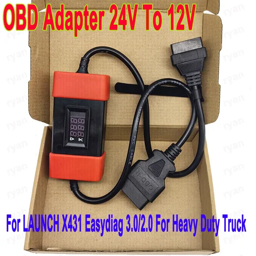 Adaptador OBD de 24V a 12V para lanzamiento X431 Easydiag 3,0/2,0 para convertidor de camiones de alta resistencia adaptador de coche/camión carcasa Original