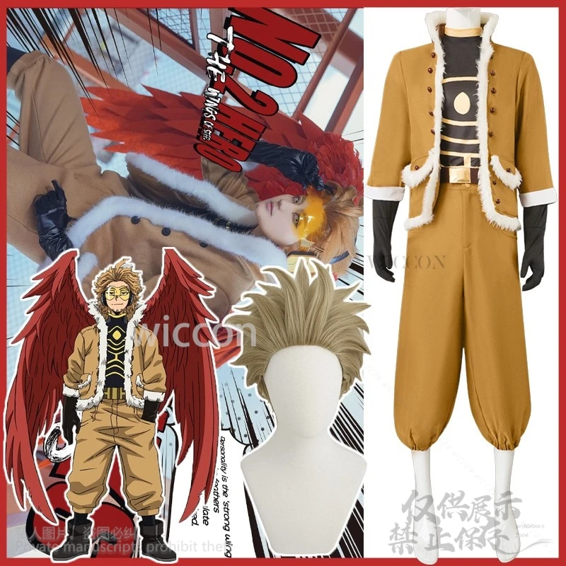 Hawks Takami Keigo Costume Anime My Herooo Academiaa Cosplay Uniform Suit Wig Halloween Christmas Party Man Full Set Customized