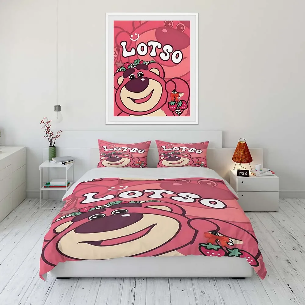 Disney Lotso Cartoon Duvet Cover Bedding Set Anime Comforter Cover for Bedroom Decoration  Duvet Cover Set Juego De Cama