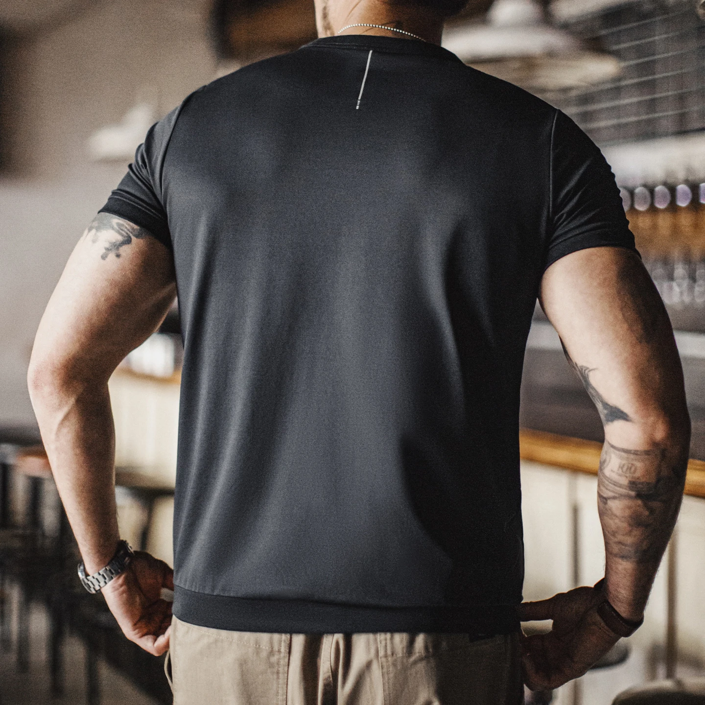 Maden Men's American Workwear Quick Dry Training Shirt Fitted Shoulder Waist Cuff Slim Fit Summer Gym Workout Short Sleeve Tops