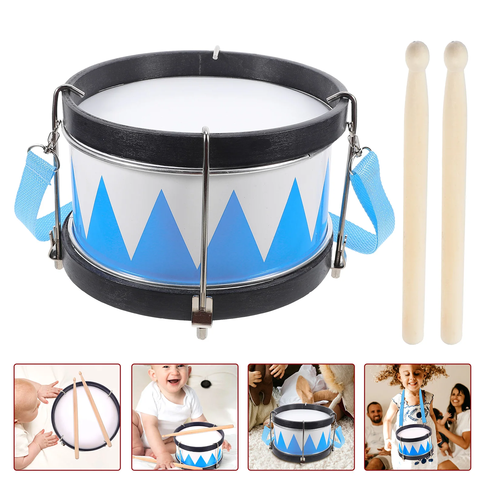 

Kids Guitar Snare Drum Music Toys Percussion Instruments Blue Metal Drumsticks Baby