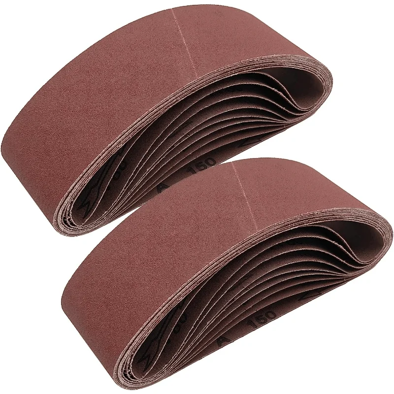 18Pcs/Set Sanding Belts 60 120 150 240 320 400 Grits Each of 3pcs Aluminum Oxide Sandpaper Sander Belt for Woodworking Metal Polishing Knife Sharpening