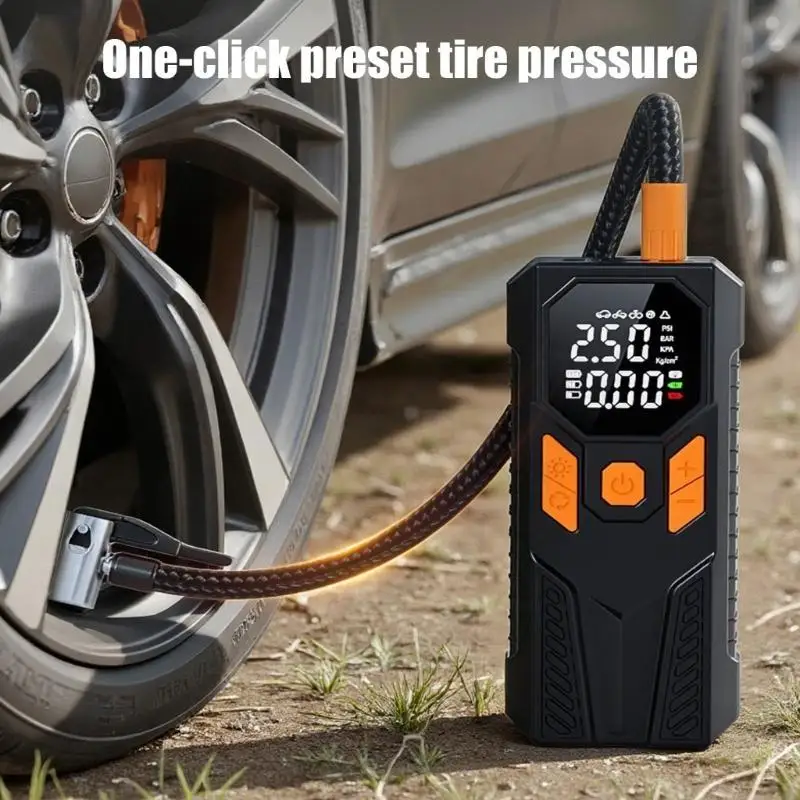 منفاخ إطارات سريع مع جهاز مراقبة الضغط الرقمي، تصميم محمول للسيارات والدراجات النارية والدراجات والاستخدام في حالات الطوارئ من #1