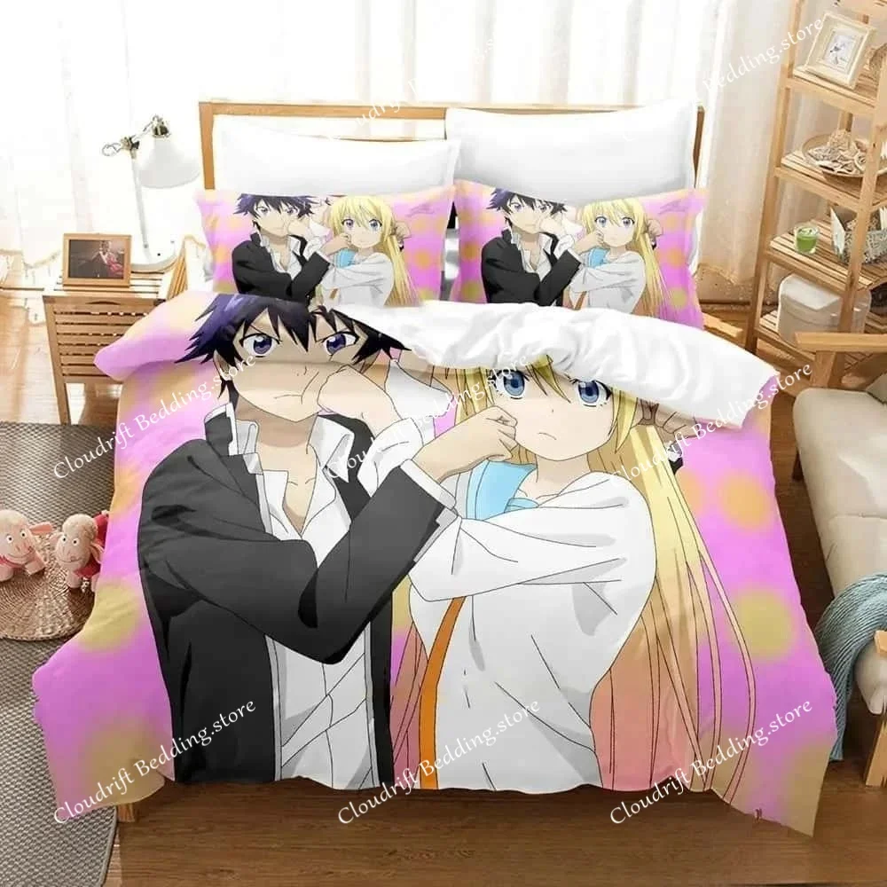 

Комплект постельного белья с 3D-принтом аниме «Nisekoi: Ложная любовь» для мальчиков и девочек, размеры Twin, Queen, King, пододеяльник, наволочки, домашний текстиль для мальчиков и взрослых