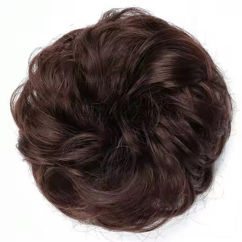 Azqueen Synthetic Messy Bun Chignon Donut Gary Brown Color Hair Bun Pad Elastic Hair Rope Rubber Band Hair Extensions - Image 20