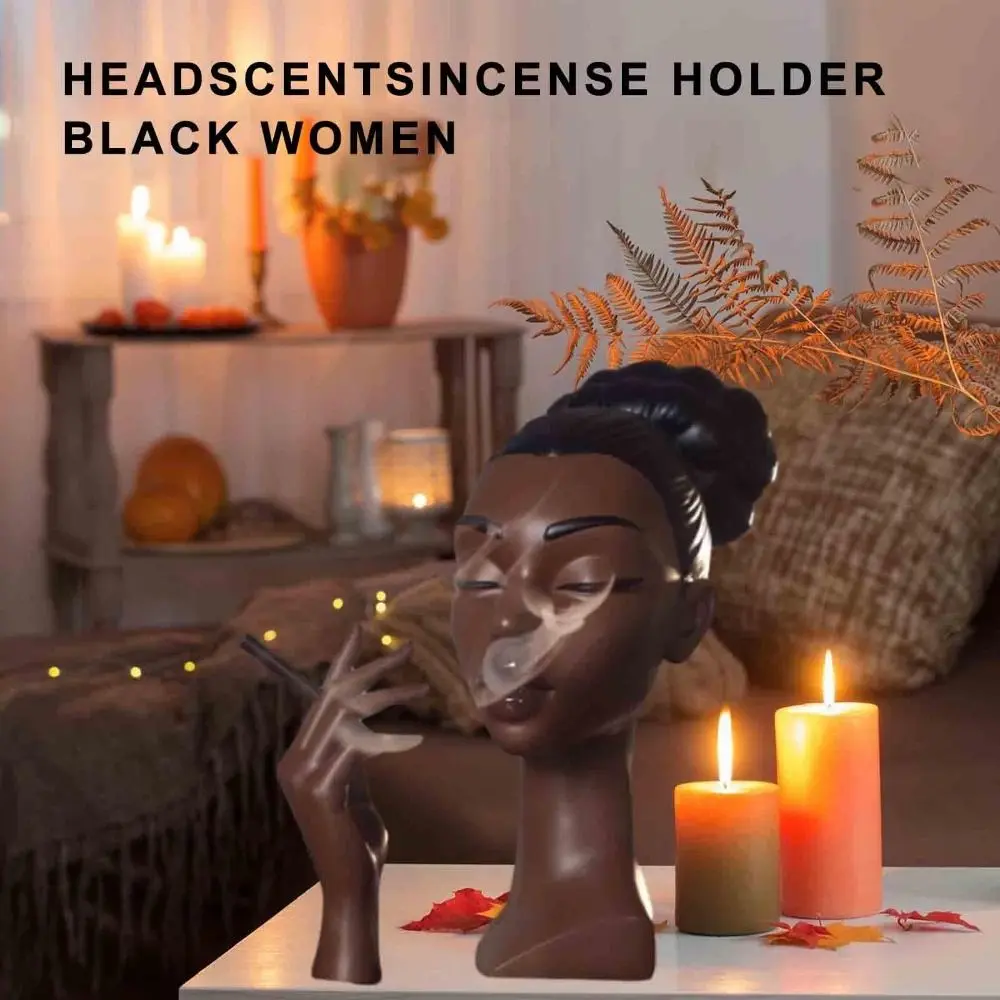 New Headscents-Head Head Incense Burner Black Woman Handmade Resin Incense Burner Black Woman Black Women Face Scents Burner