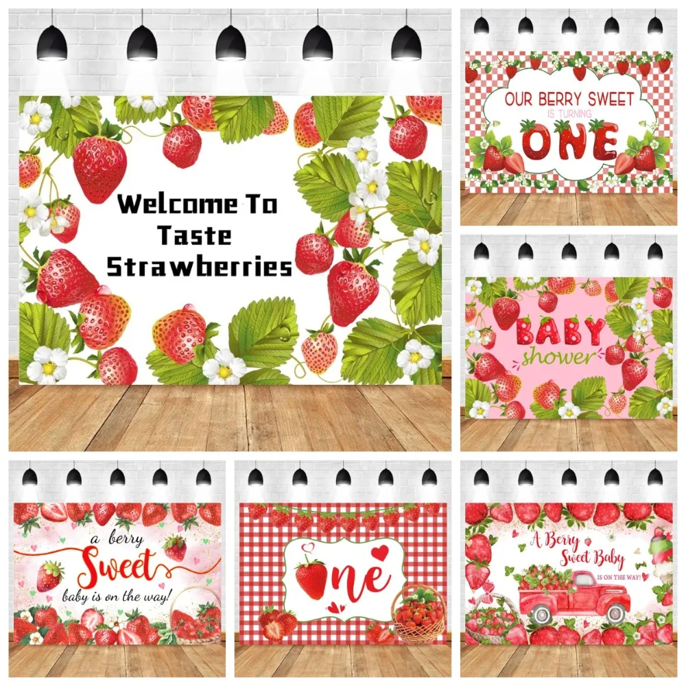 

Sweet Strawberry Tengman Theme Banner Photography Background, Children's Birthday Party, Home Decoration Photography Background