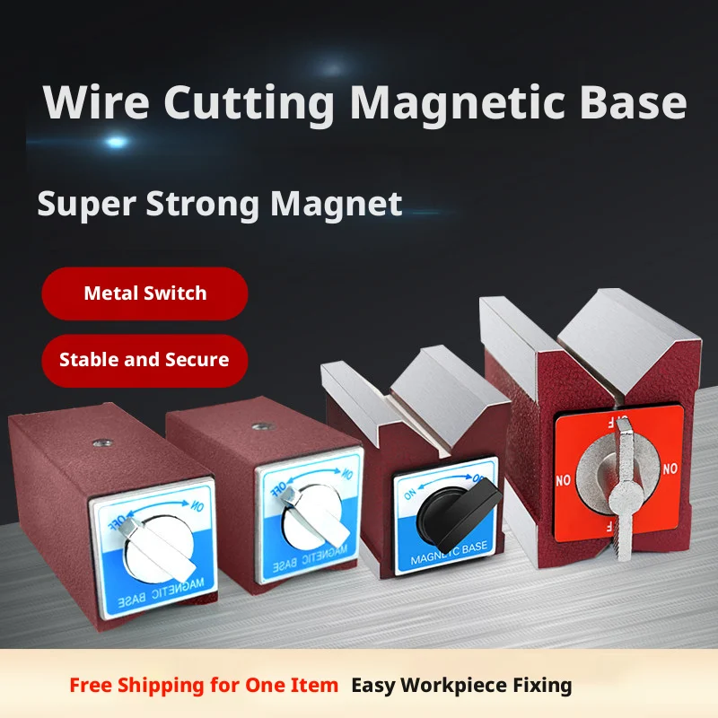 Imagen 3: Base Triangular Magnética Ajustable, 90 °   Perfil en V + Plano, Resistente al Óxido, ON/OFF, para Perfiles Redondos/Cuadrados/de 45 Grados °   Piezas