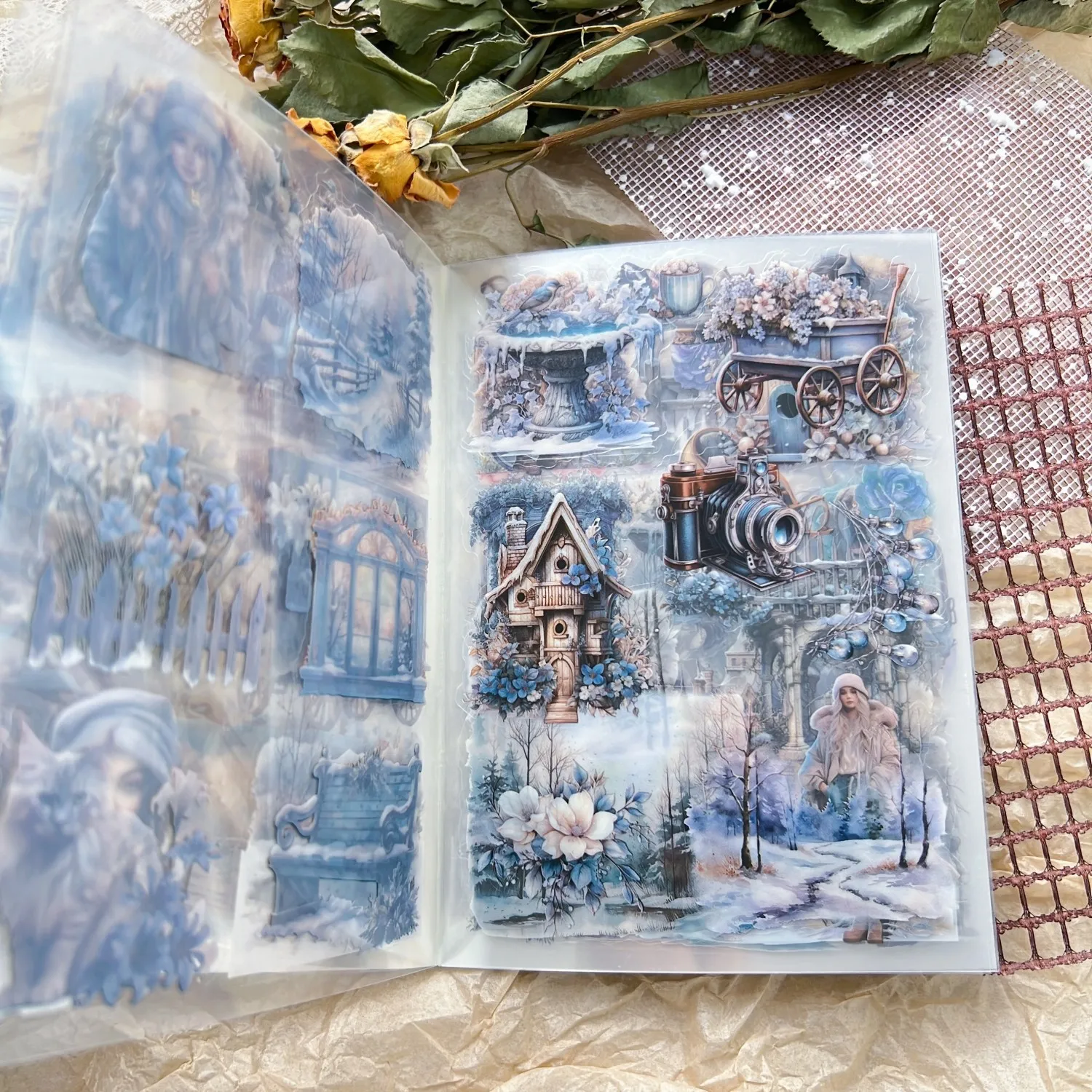 20 枚のヴィンテージ PET ステッカー スクラップブッキング用の本 レトロアートクラフト用品 DIY プロジェクトやプランナー用のクリエイティブステッカー