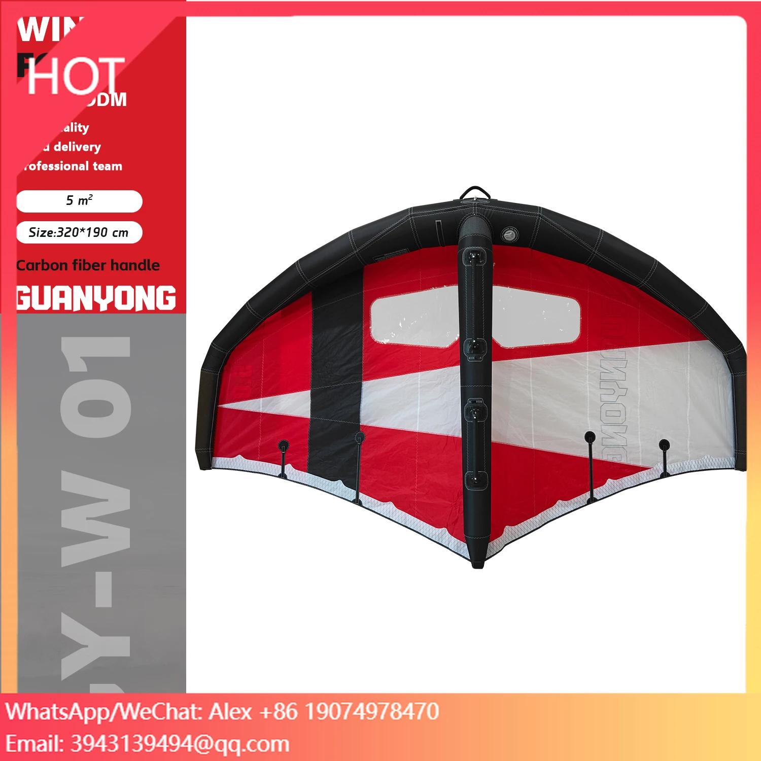 

2026 Hot Sale Carbon Handle Hard Inflatable Wing Foiling Favorite Surf Hydrofoil Windsurf Kite Wind Surfer Board Sail Factory