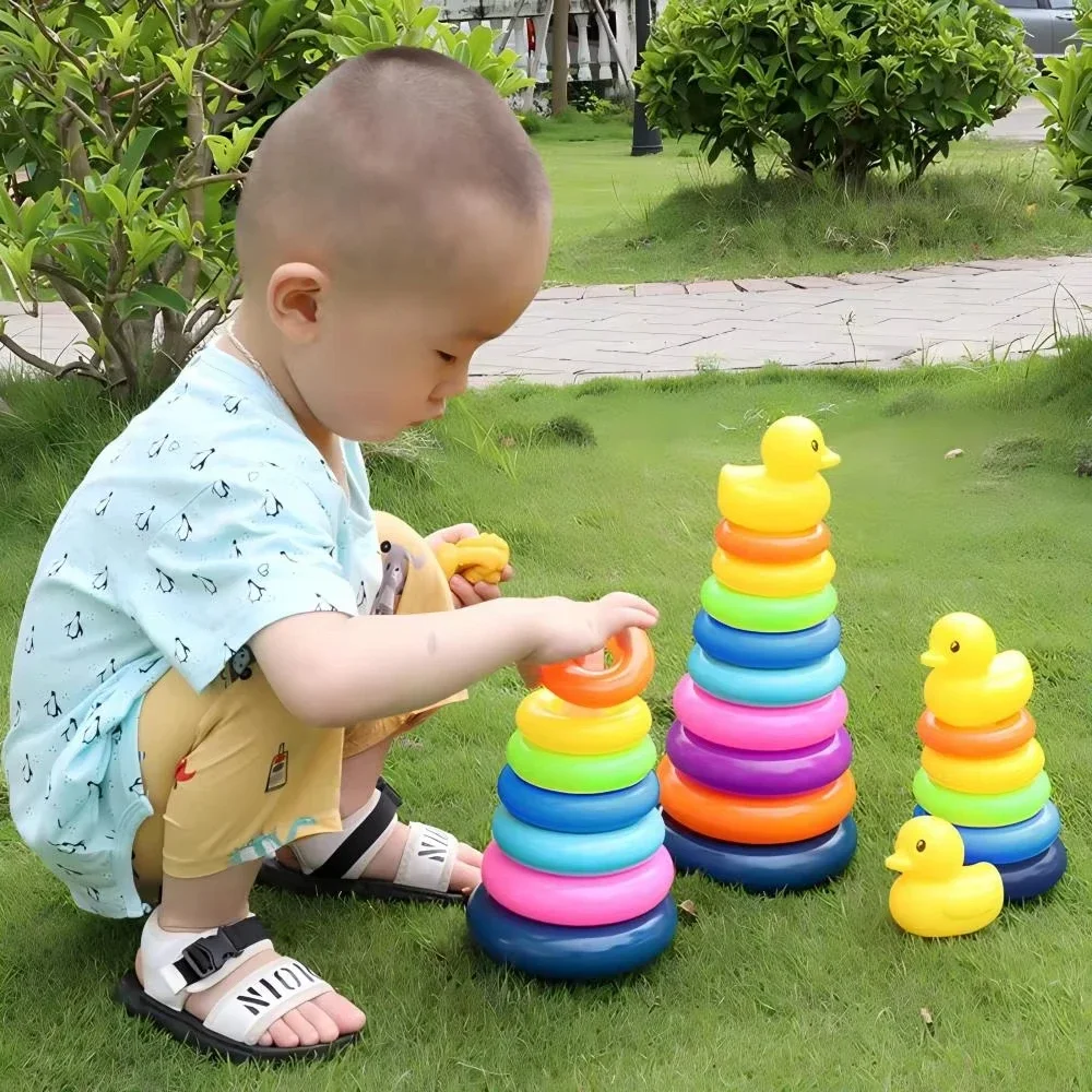 Desarrollo de rompecabezas para bebés, juegos de torre apilables de arcoíris para bebés de 0 a 3 años, tazas de anillo apilables de Color, juguete para niños pequeños