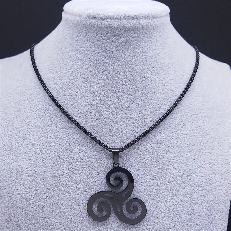 Goth Triquetra Triskelion Triskele Necklace Stainless Steel Celtic Knot Necklaces Amulet Irish Knots Jewelry Teen Wolf N8573S03