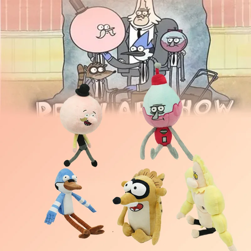 Juguetes de peluche de la serie Regular Show, personajes de dibujos animados Kawaii, Mordecai y Rigby, muñecos de peluche suaves y adorables para niños/adultos ‌   Muñeco de Peluche para Acalmar las Emociones
