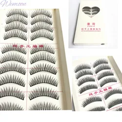 Taiwan 10 Pairs Fake Eyelashes Cotton Thread Soft Stem Natural Cross Volume Dramatic Eye Lash Thick Daily Makeup