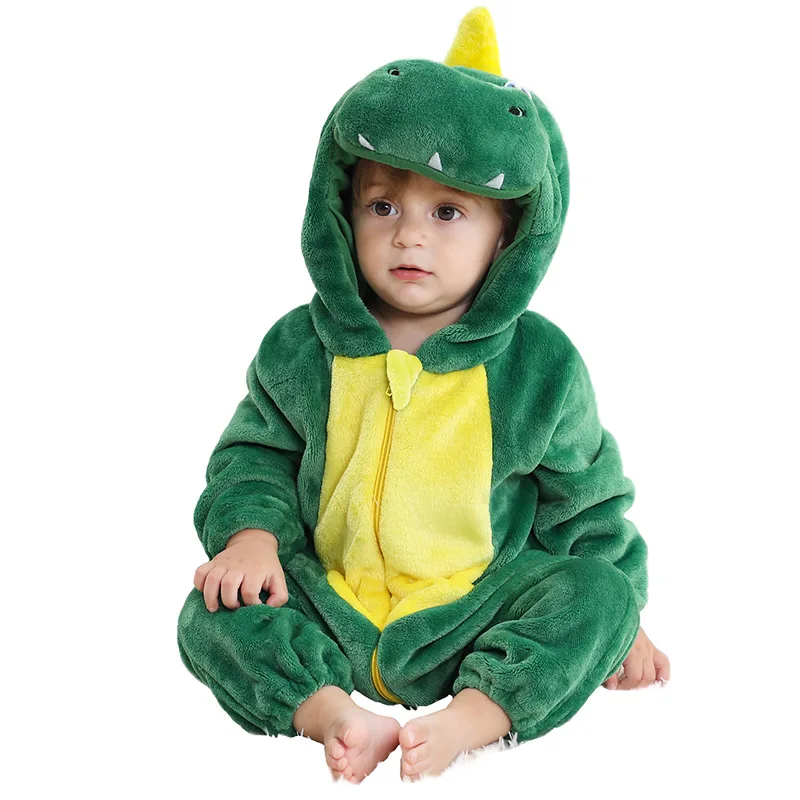 Animal Baby Jumpsuits Dragon Cosplay Fleece Children's Pajamas Child Flannel Climbing Clothes Kids Halloween Party Costumes