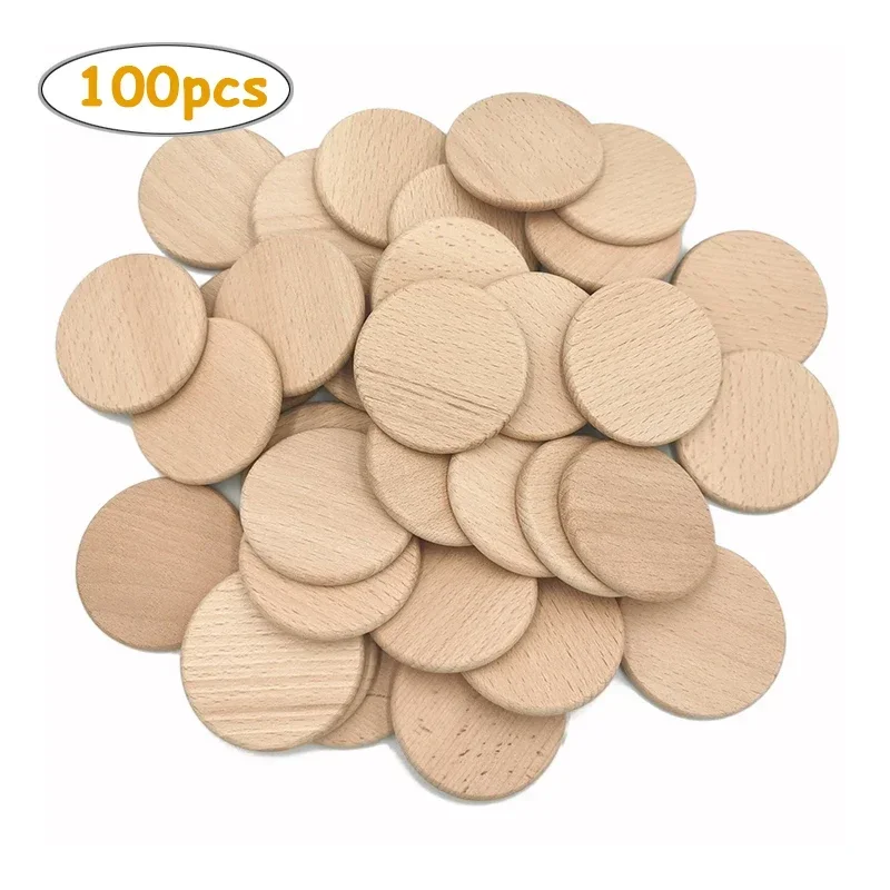 

100pcs 6cm DIY Round Wood Chips, Unfinished Wooden Coin Cutouts Disc Blank Tags for DIY Craft Project, Painting, Ornaments