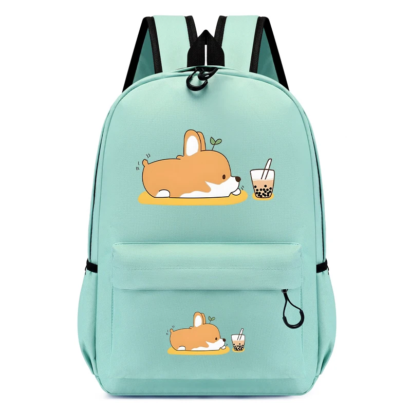 Mochila Anime para Crianças, Bolsa escolar para crianças, Bagpack para jardim de infância, Bagpack para Boba Corgi Bubble Tea