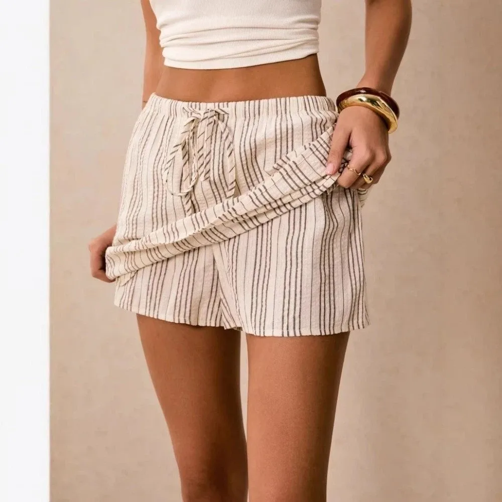

Pants Skirt Drawstring Mini Shorts Skirt Loose Fit High Waist Skorts Women Pocket Design Summer Pajama Pants Street Style