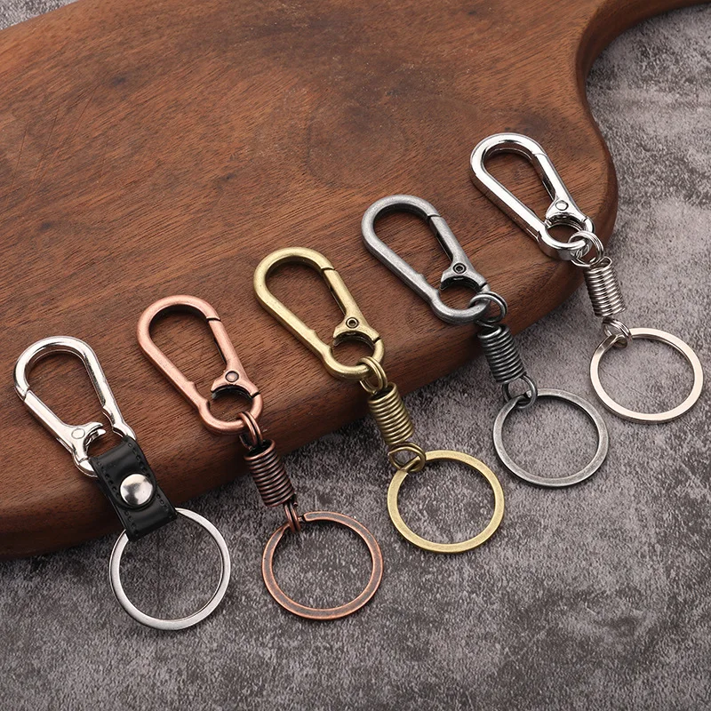 Spring Keychain Climbing Hook Car Keychain Simple Strong Carabiner Shape Keychain Accessories Metal Vintage Keyring Gift