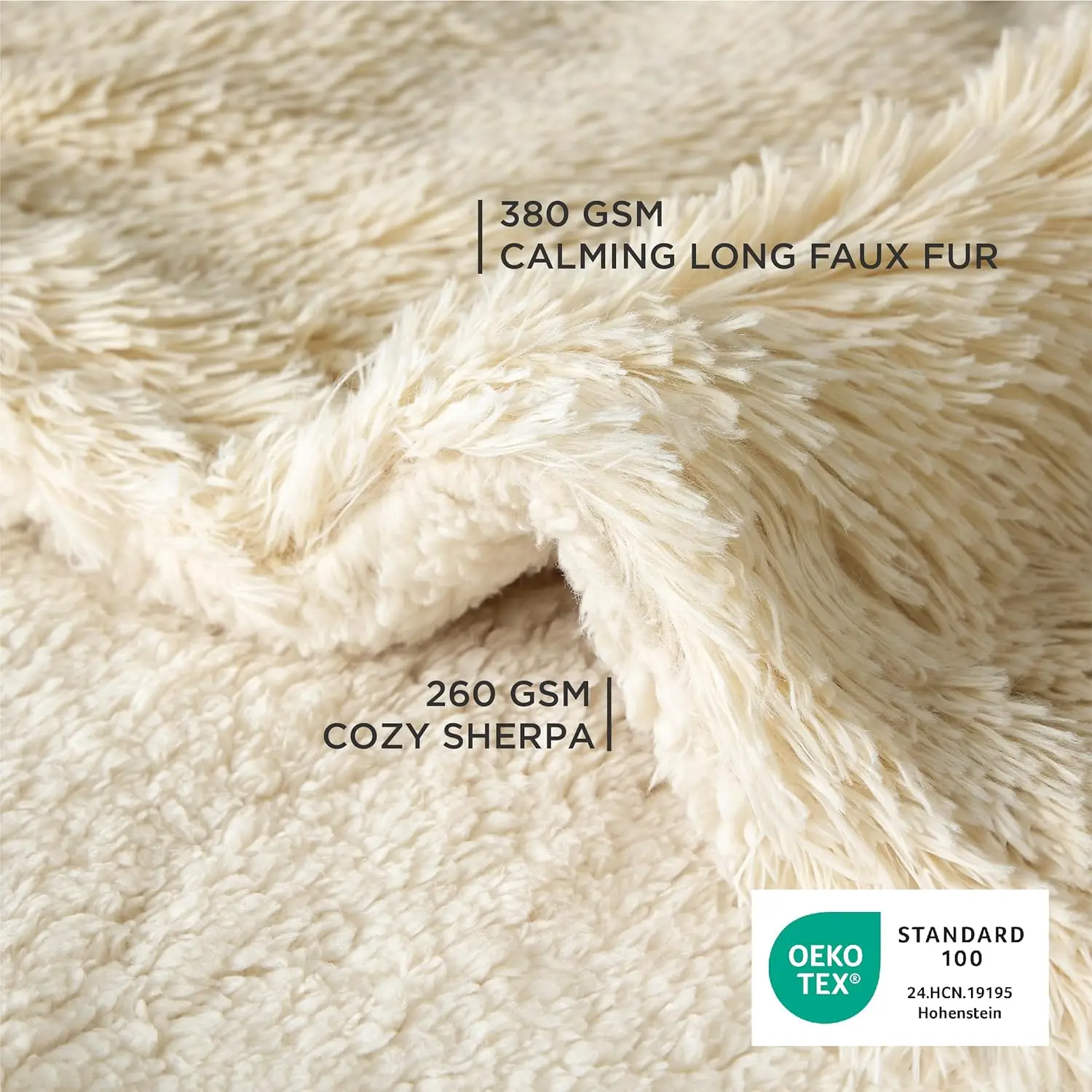 Waterproof Pet Blanket for Large Dogs, Reversible Faux Fur Furniture Protector, Washable 60x80 Cream