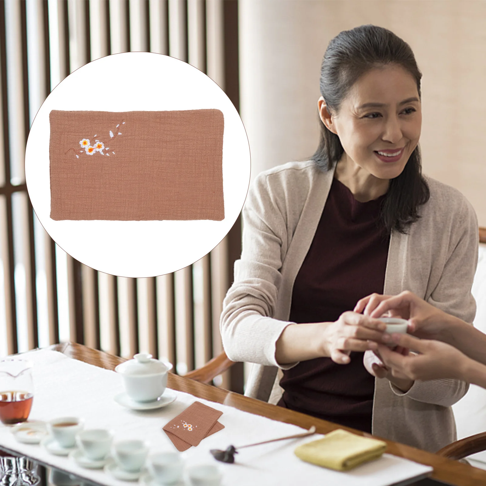 

Cotton Linen Tea Towel Absorbent Embroidered Kitchen Duster Multipurpose Cleaning Household Napkin Practical Durability Soft