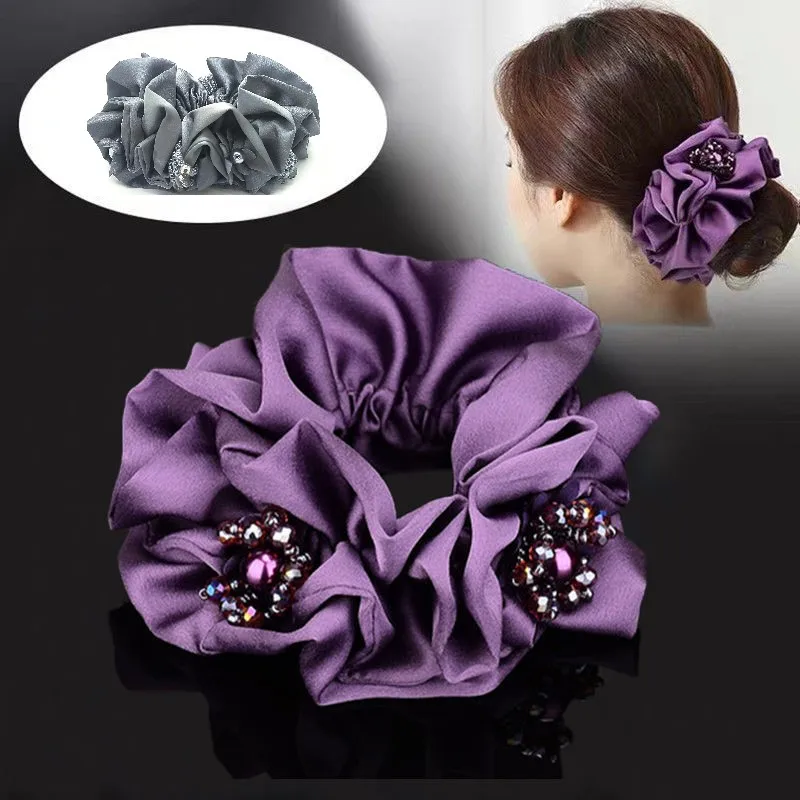 

Scrunchie Satin Crystal Hair Tie Rhinestone Large Intestine Elastic Rubber Band Headdress Elastic Hair Bands Accessoires