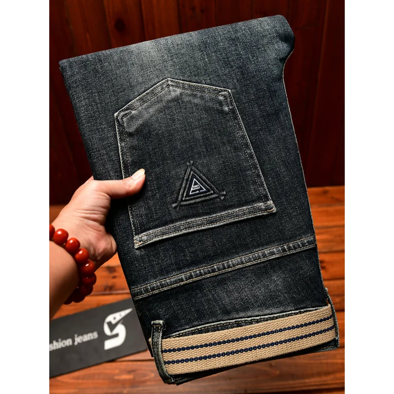 秋のメンズファッションジーンズ、メンズスリムフィット、伸縮性のあるトレンド感あふれる韓国風ハイエンドカジュアル、スリムレッグパンツ