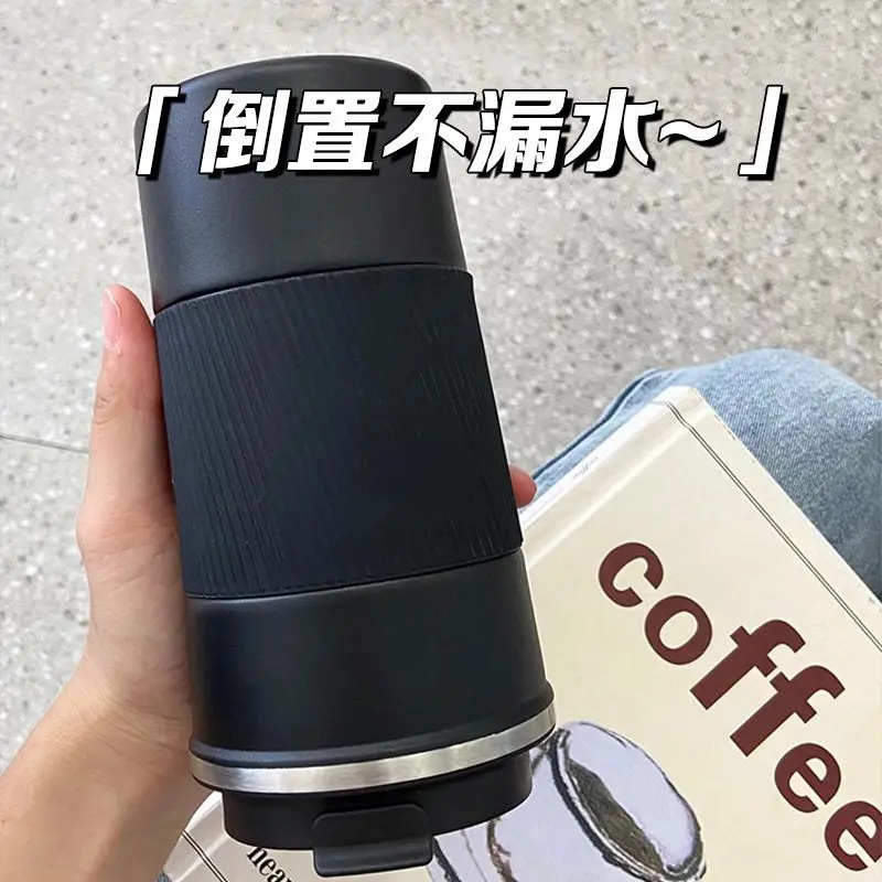 304 Edelstahl 500 ml Stahl vakuumisolierte Wasserflasche Anti-Rutsch-Kaffeetasse Thermobecher Tragbare Flasche Büro Geschenkset