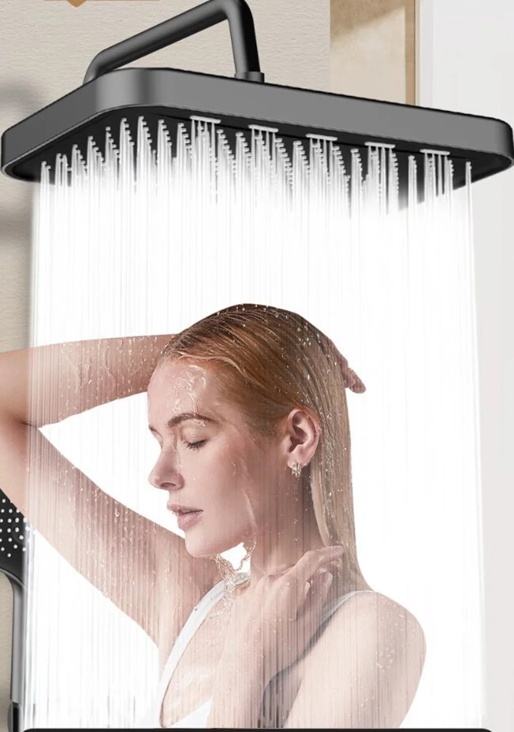 

New 14 Inch Big Panel Rectangle Rainfall Shower Head Large Flow 360° Swivel Water Saving Bathroom Faucet Shower Accessories