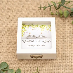 Caja de anillos de boda personalizada, regalo de recuerdos de boda para su ceremonia de boda personalizada, caja de anillos con nombre personalizado