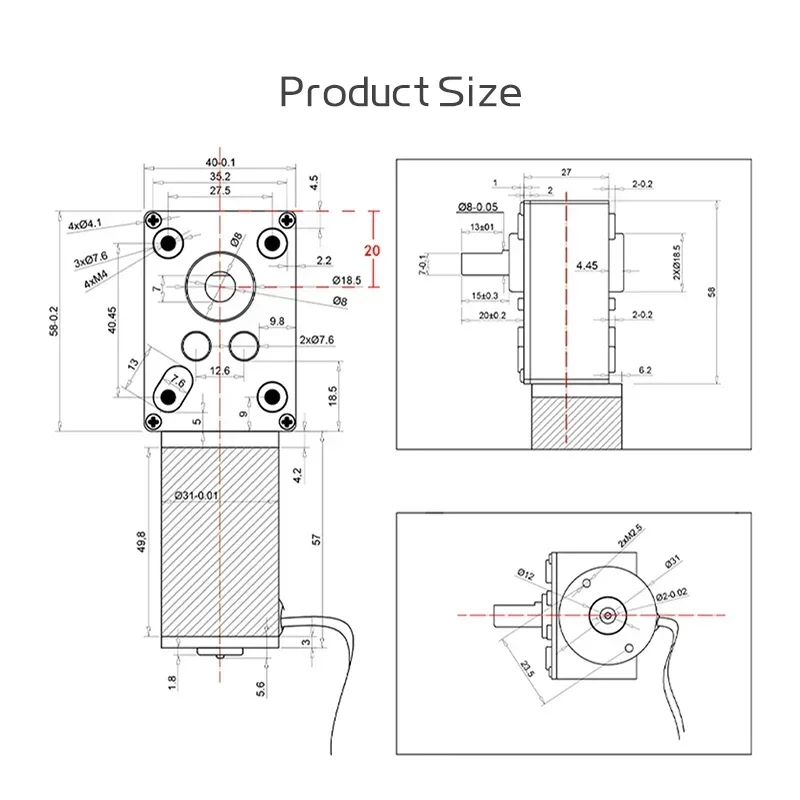 5840-31ZYDC 12V/24V 7RPM~470RPM Worm Gear Motor  Speed Adjustable DC Gear Motor Miniature Small Motor High Torque High Power 5.0