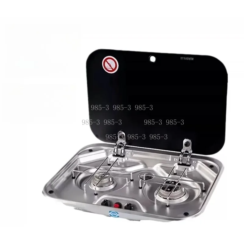 Outdoor Double Burner Gas Stove, 2×1.35KW Stainless Steel Camping Stove with Glass Cover