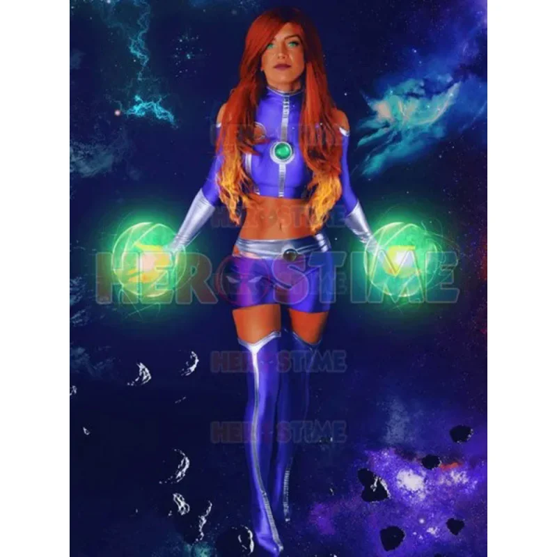 Kids Adults starfire Cosplay Costume Spandex Zentai Suit Halloween woman Girls Female NEW Sexy Party Bodysuit