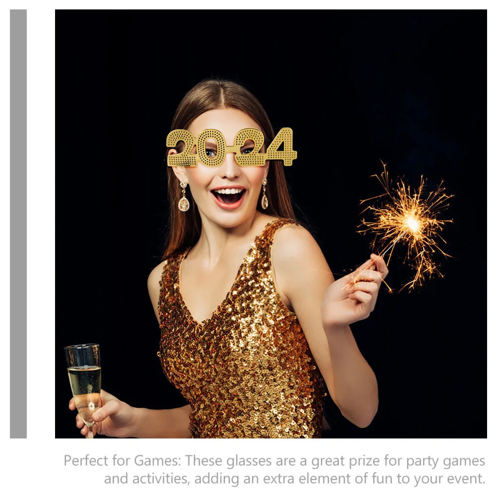 

3pcs 2024 New Year Glasses Funny Number Eyewear Golden Party Supplies Sunglasses Eve Accessories Photo Booth Props