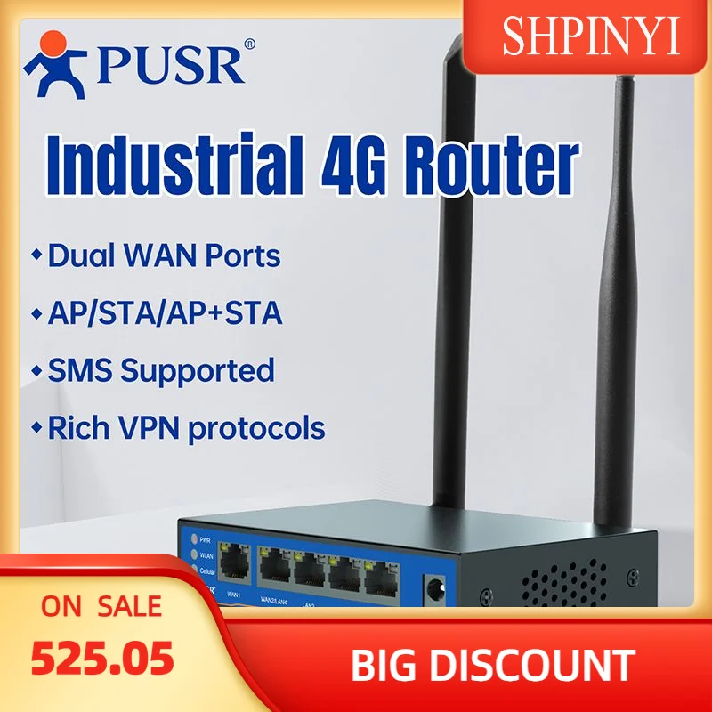 

Промышленный промышленный маршрутизатор с двумя SIM-картами PUSR, 4G/WiFi/проводной WAN, резервное оборудование и программное обеспечение, двойной сторожевой таймер USR-G805s-G