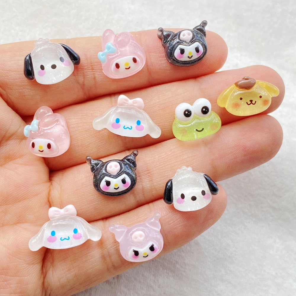 20 Stück bunte Cartoon-Halloween-Kaninchen- und Welpenfiguren aus Kunstharz mit Rüstung, flache Rückseite, für Nagelkunst, DIY, Scrapbooking, Basteln