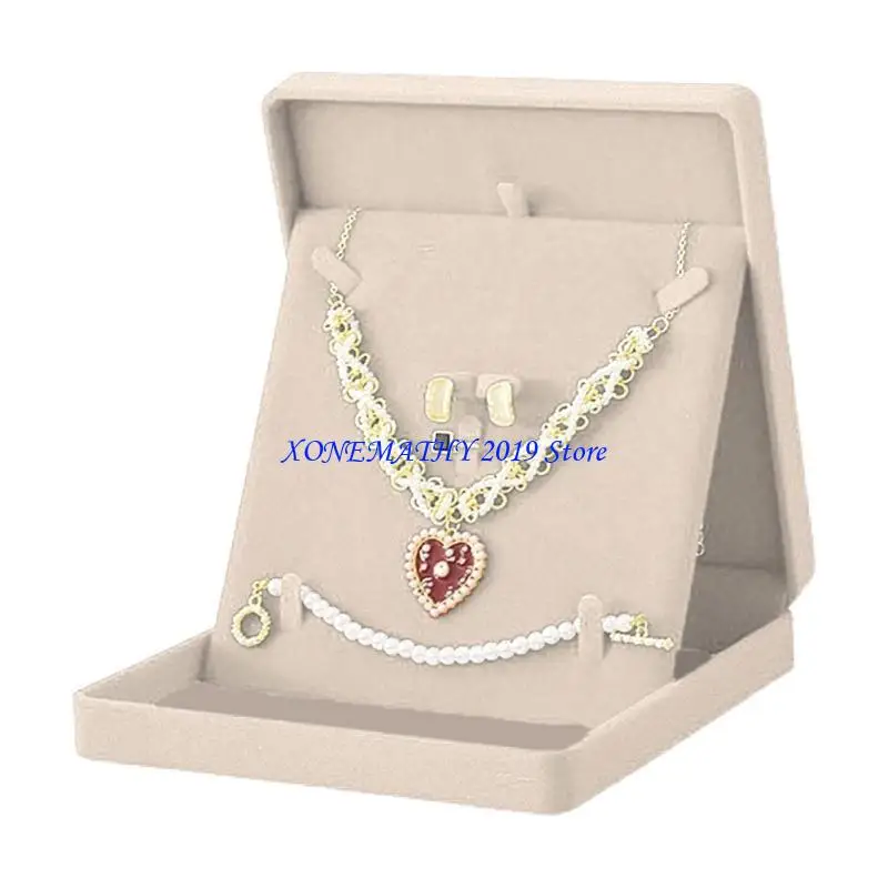 

F42F Velvets Jewelry Display Case for Necklaces Rings Earrings Bracelets