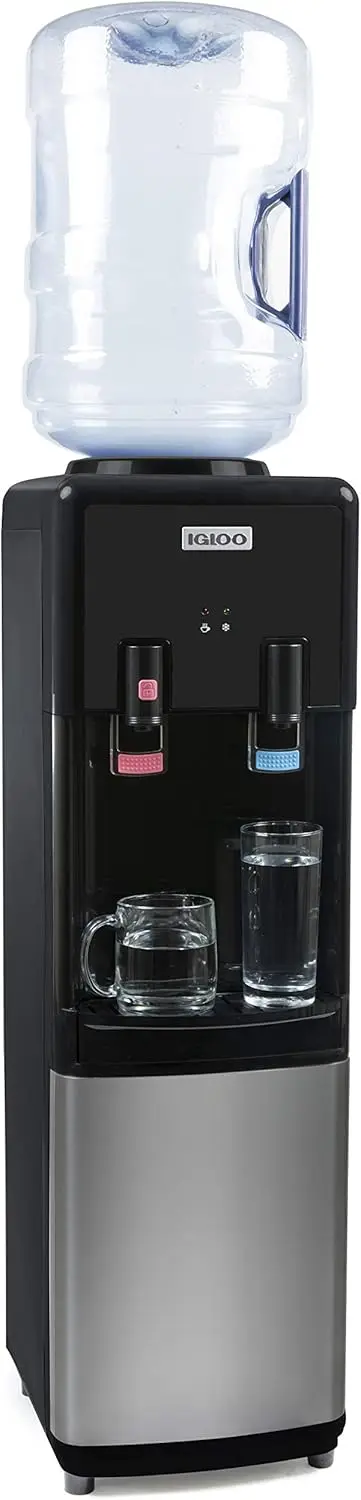 Top Loading Hot and Cold Water Dispenser - Water Cooler for 5 Gallon Bottles and 3 Gallon Bottles - Includes Child Safety Lock